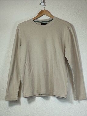 Bonobos Beige Crewneck Long Sleeve Waffle Weave Shirt